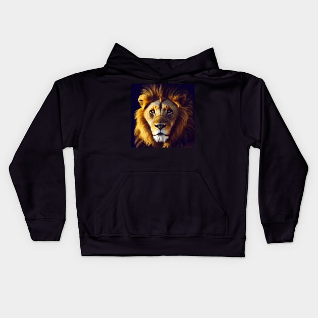 Lion head canvas Kids Hoodie by ARTificial42